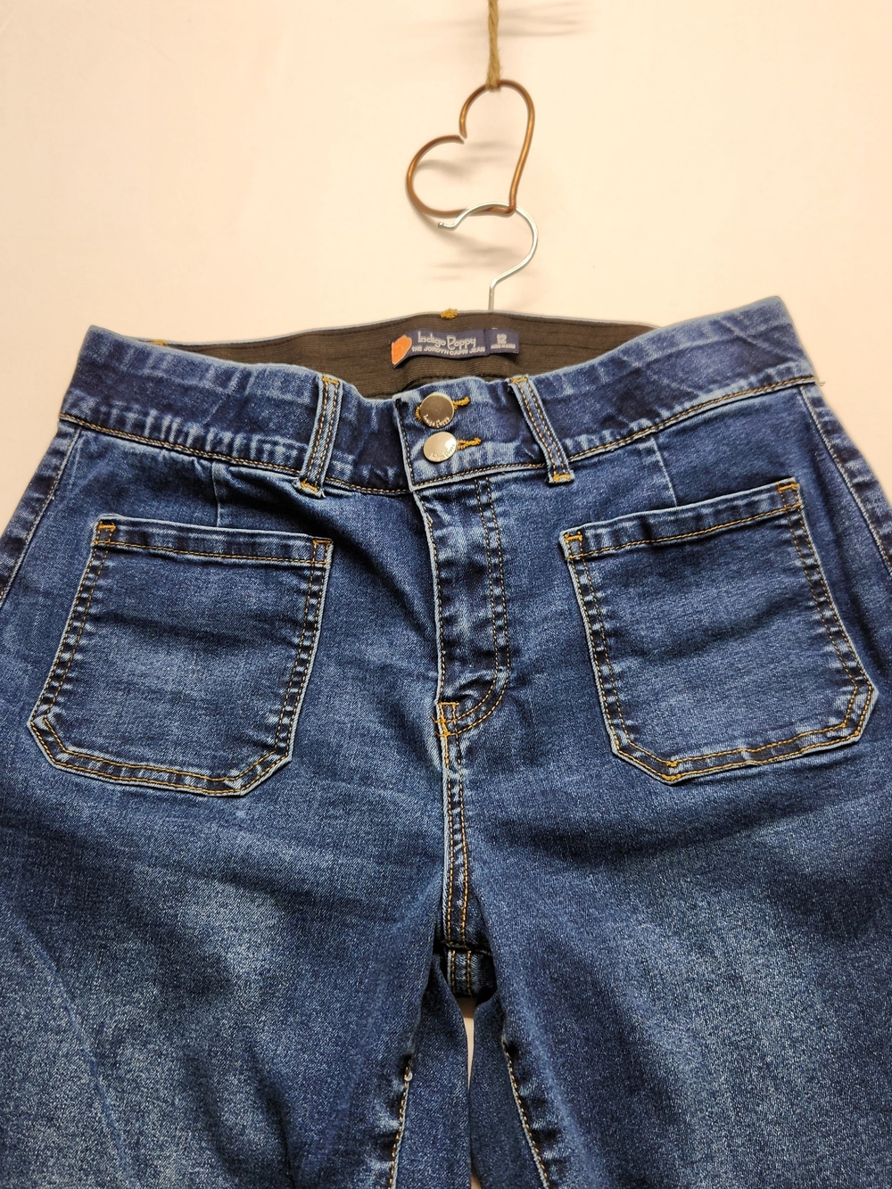 ⭐️Indigo Poppy Jordyn Capri Jeans 12 Wide Leg Patch Pocket Denim Crop Comfort